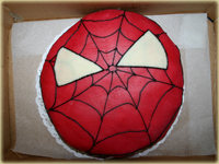 En spindelmannen tårta, bakad på Sveriges Nationaldag till en fd. arbetskamrats son som fyllde år