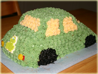 Det bidde en liten grön bil av märket "Sweet cake"